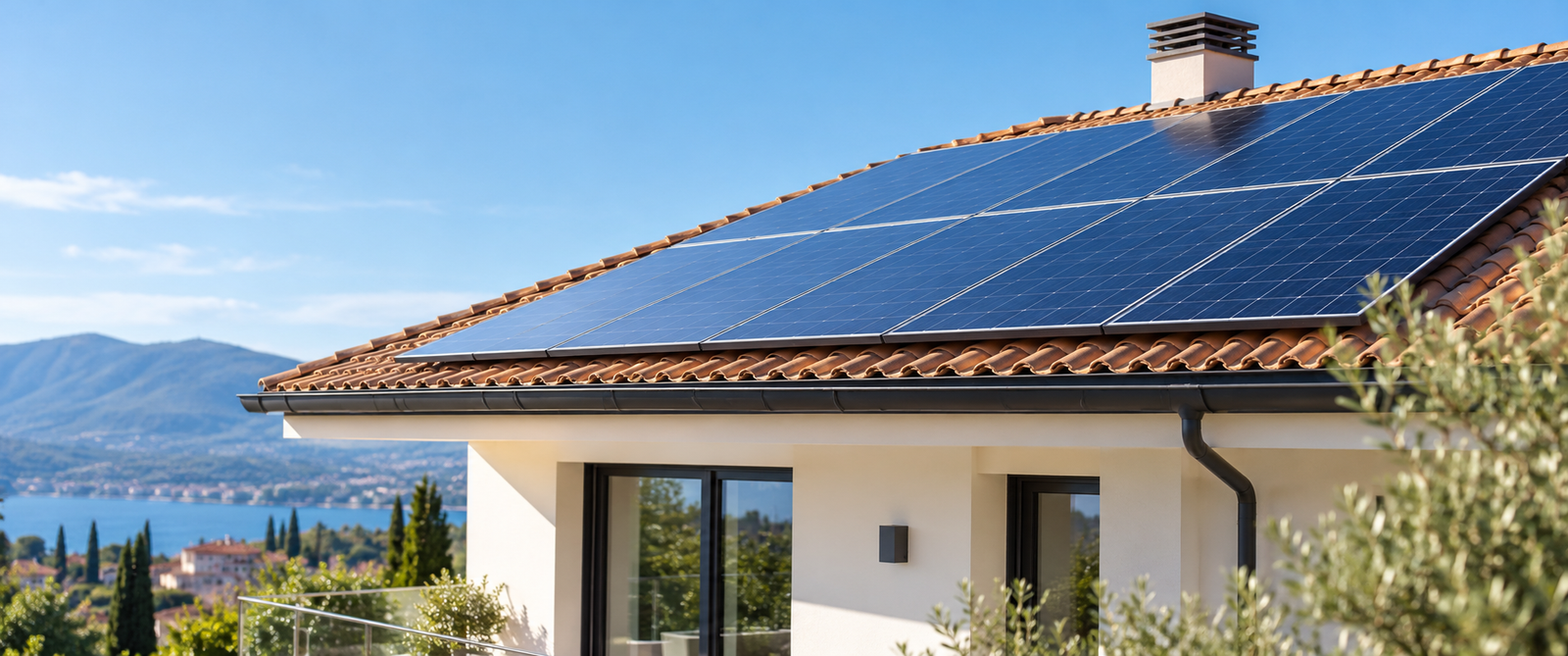Immagine illustrativa di pannelli fotovoltaici su tetto moderno